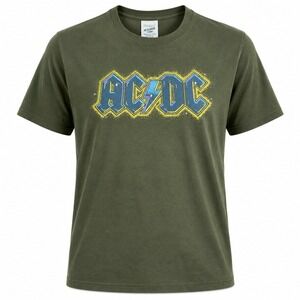 American Eagle Men's ACDC Band Tee S Cotton Green Rock Graphic Shirt Grunge Edgy